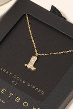 Secret Box Pave Western Cowboy Boot Pendant Necklace - Silver