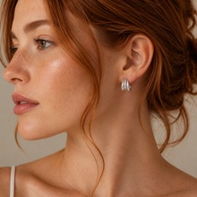 Silver Three Hoop Huggie - Earring