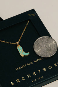 Secret Box Western Cowboy Boot Charm Necklace - Black
