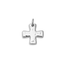 18K Gold PVD Stainless Steel Textured Gold Cross Charm Bar: Gold