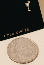 Gold Dipped Cz Martini Glass Stud Earrings - Gold