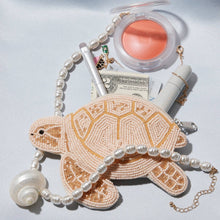 Beaded Sea Turtle Coin Purse | Coastal Zip Pouch - Neutral