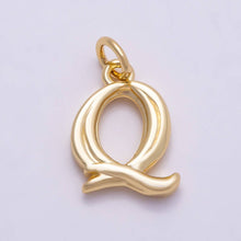 16K Gold Filled 14mm Minimalist Molten Alphabet Initial Letter Charm Bar | Charms-00908 ~ Charms-00933: Letters Set