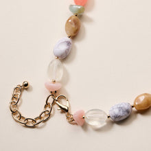 Organic Resin Bead Necklace – Colorful Chunky Beaded Statement Chain with Gold Accents, Adjustable Length: NAT / ONE