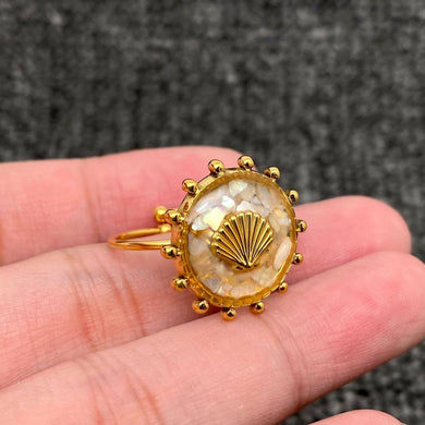 Shattered Shell 18K Gold Plated S.Steel Scallop Ring