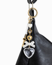 Romantic Heart Coquette Pearl Key Bag Charm - Gold