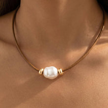 Leather Cord Baroque Pearl Station Necklace: WGBR