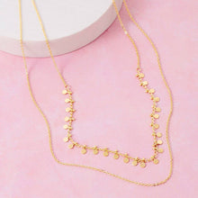 Dainty Layered Chain Mini Disc Charms Necklace - Gold