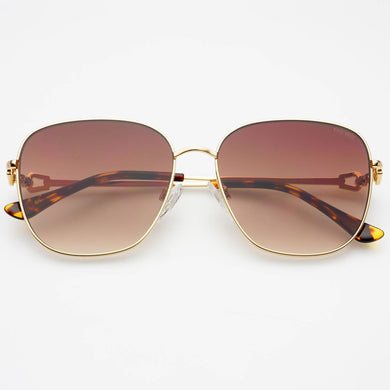 Lea Womens Round Sunglasses : Gold /Brown