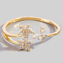 Double Cz Flower And Butterfly Open Band Ring: G