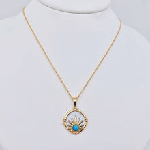 Inlaid Turquoise Sun Pendant Necklace | 18K Gold Plated