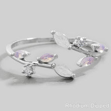 Rhodium Dipped Marquise Opal And Cz Ring: Gold