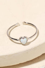 Gold Dipped Opal Heart Adjustable Ring - Gold