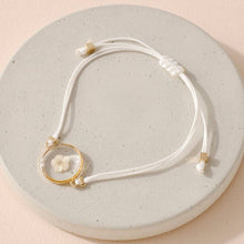 Pressed Flower Waxed Cord Adjustable Pull Tie Bracelet: Orange