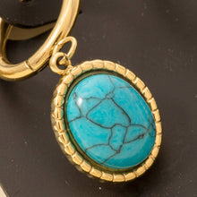 Oval Turquoise Stone Drop Earrings - Silver