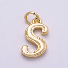 16K Gold Filled 14mm Minimalist Molten Alphabet Initial Letter Charm Bar | Charms-00908 ~ Charms-00933: Letters Set