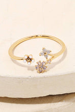 Mini Rhinestone Flower Vine Open Ring - Mint