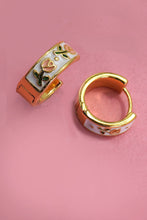 Vintage Cloisonne Floral Huggie Hoop
