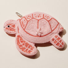 Beaded Sea Turtle Coin Purse | Coastal Zip Pouch - Neutral