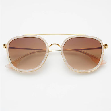 Weston Acetate Round Unisex Sunglasses - Light Pink / Brown