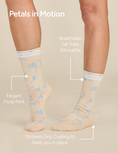 The Floral Grip Sock: Blue Roses - Lagree & Pilates