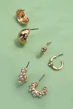 Trio Pearl Diamond Cut Huggie Hoop Earrings Set
