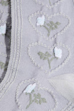 Gray Heart Flower Embroidered Socks: GRAY