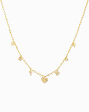 Dainty Starburst Heart Charm Necklace - Gold
