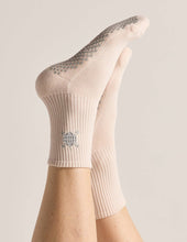 The Embroidered Crew Grip Sock: Cherry Bow