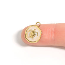 18K Gold PVD Sea Turtle Epoxy Charm: Stainless Steel Silver