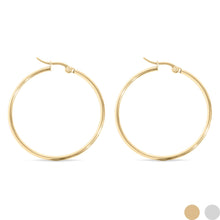 18K Gold PVD Stainless Steel Round Tube Hoop Earrings - Gold / 25mm