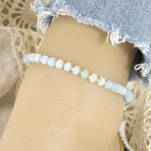 Colorful Rondelle Bead Stretch Beaded Anklet - Aqua