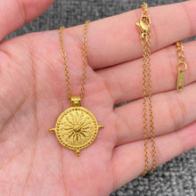 18K Golden Stainless Steel Sun Charm Necklace