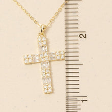 Sterling Silver Cz Pave Cross Pendant Necklace - Silver