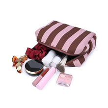 Essential Stripe Cosmetic & Travel Organizer Pouch: Red Pink