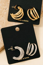 Five Line Hoop Earrings. Gold