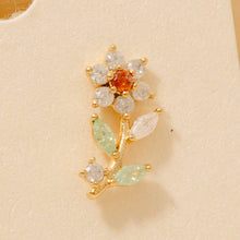 Gold Dipped Cz Flower Stud Earrings - Gold