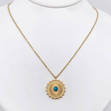 Inlaid Turquoise 18k Gold Plated Stainless Steel Necklace