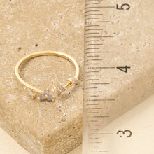 Gold Dipped Cz Floral Leaf Open Ring - Gold