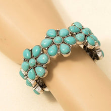 Western Turquoise Concho Floral Elastic Bracelet