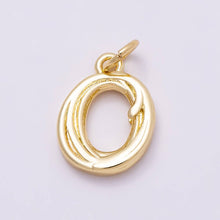 16K Gold Filled 14mm Minimalist Molten Alphabet Initial Letter Charm Bar | Charms-00908 ~ Charms-00933: Letters Set