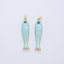 18K Gold Filled Blue, Green, Red Enamel Sardine Fish Charm | AF404 AF-779: Blue