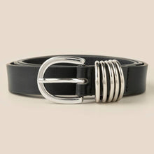 Multi Ring Leather Belt - Black/Gold