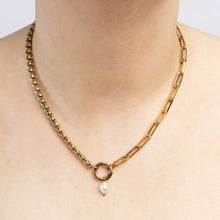 18K Gold PVD Stainless Steel Freshwater Pearl Charm: Bar Stainless Steel Silver