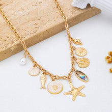 Charm Necklace-Sea Starfish Seashell Fish | 80N92950: Gold