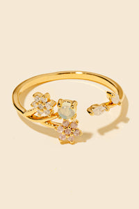 Floral Mixed Cubic Zirconia Band Ring - Gold