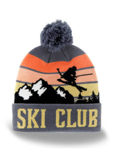 Ski Club Beanie Winter Knit Hat with Pom Pom for Skiing and Snow Sports