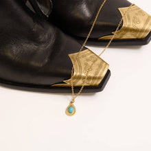 18K Gold PVD Stainless Steel Turquoise Tear Drop Charm Bar - Gold
