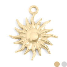 18K Gold Stainless Steel Mystic Sun Charm Bar - Gold