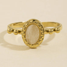 Oval Stone Beaded Accent Band Ring